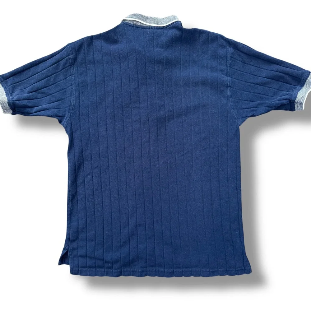 Vintage Lee Sport Giants Rugby Polo Shirt Navy Ribbed‎ Knit XL 90s Nutmeg Mills